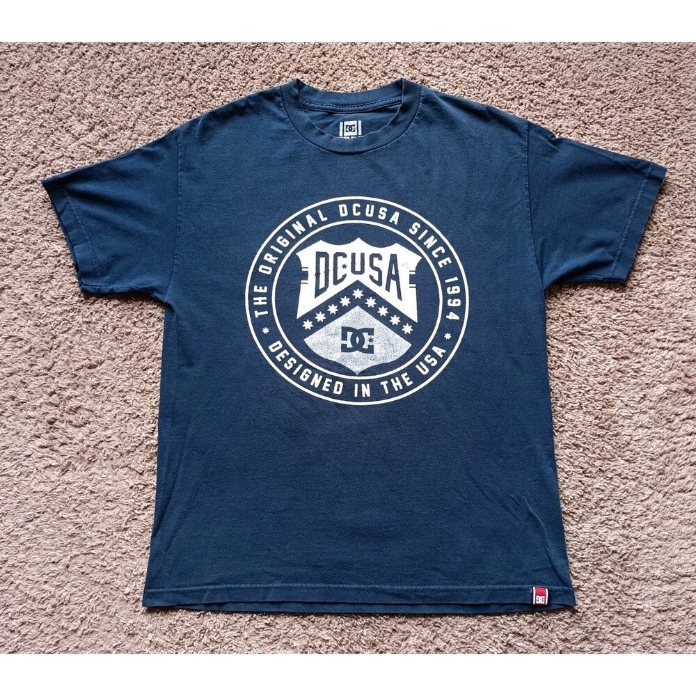 DC Shoes Skateboarding T-Shirt Men’s Large Blue Graphic Short Sleeve